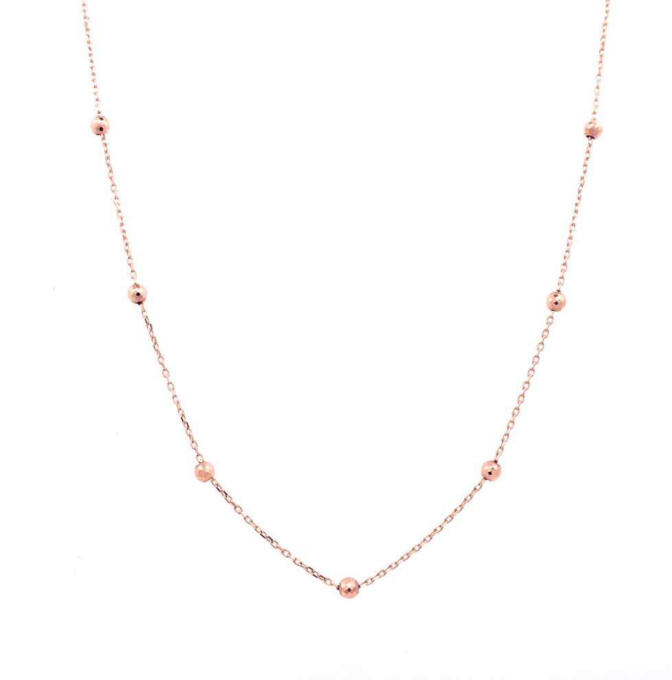 10 Karat Rose Gold Sparkle Beaded Necklace