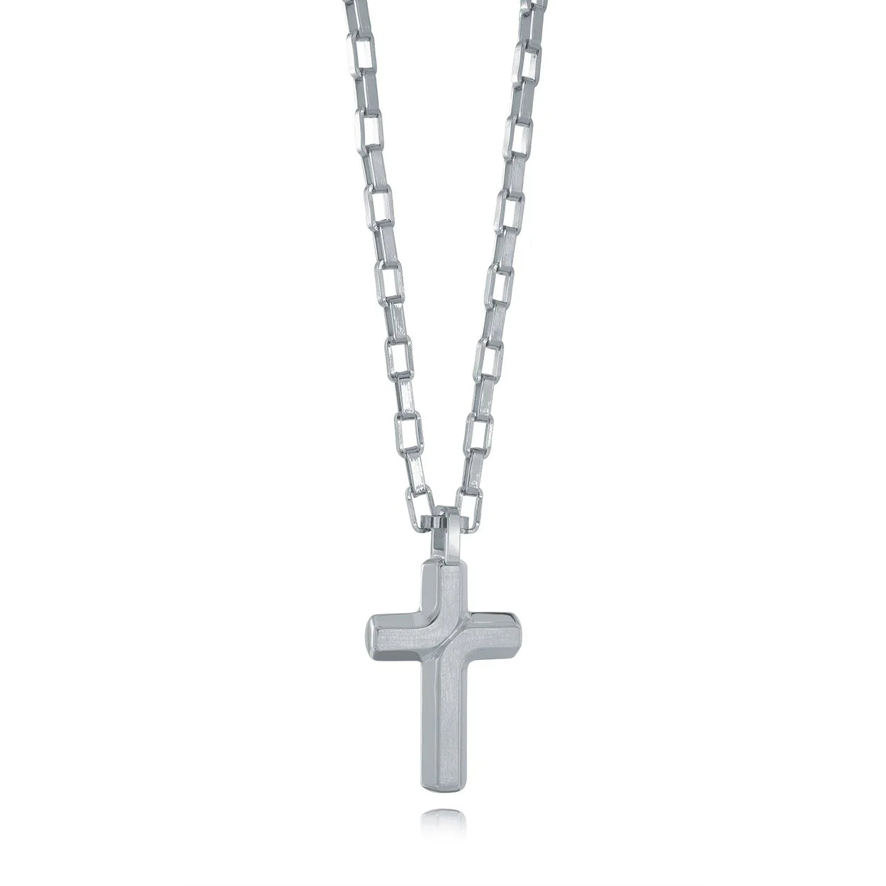 Stainless Steel Brushed Cross Pendant & Chain -  SC190