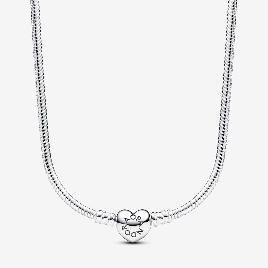 Pandora Moments Heart Clasp Snake Chain Necklace - 393091C00-45