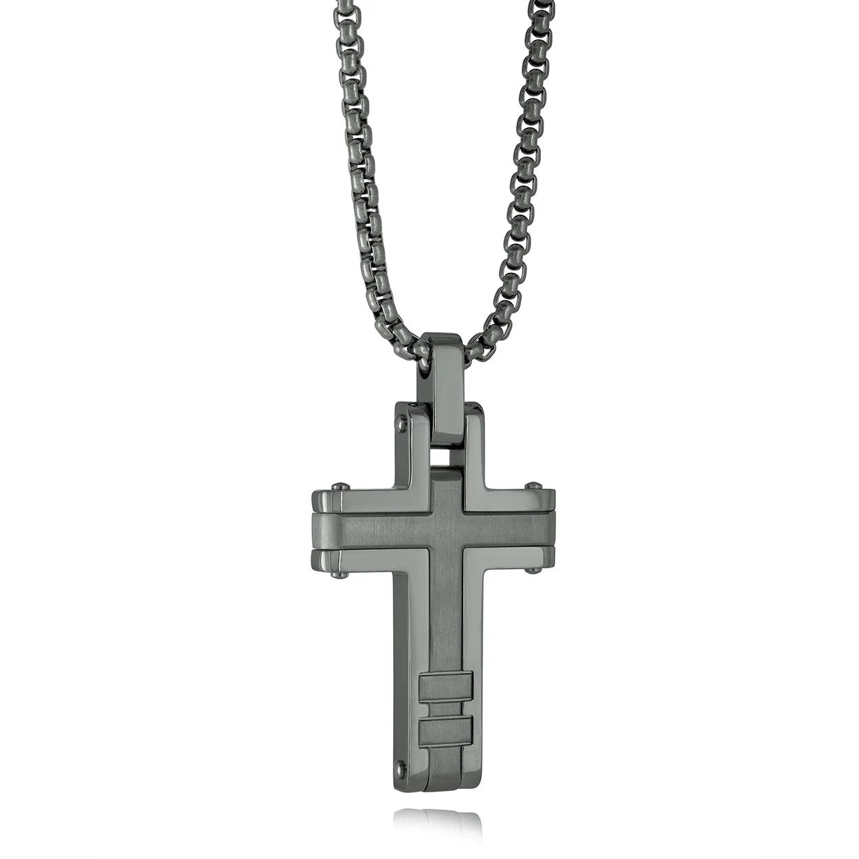 Stainless Steel Brushed/Polished Cross Pendant & Chain -  SC195