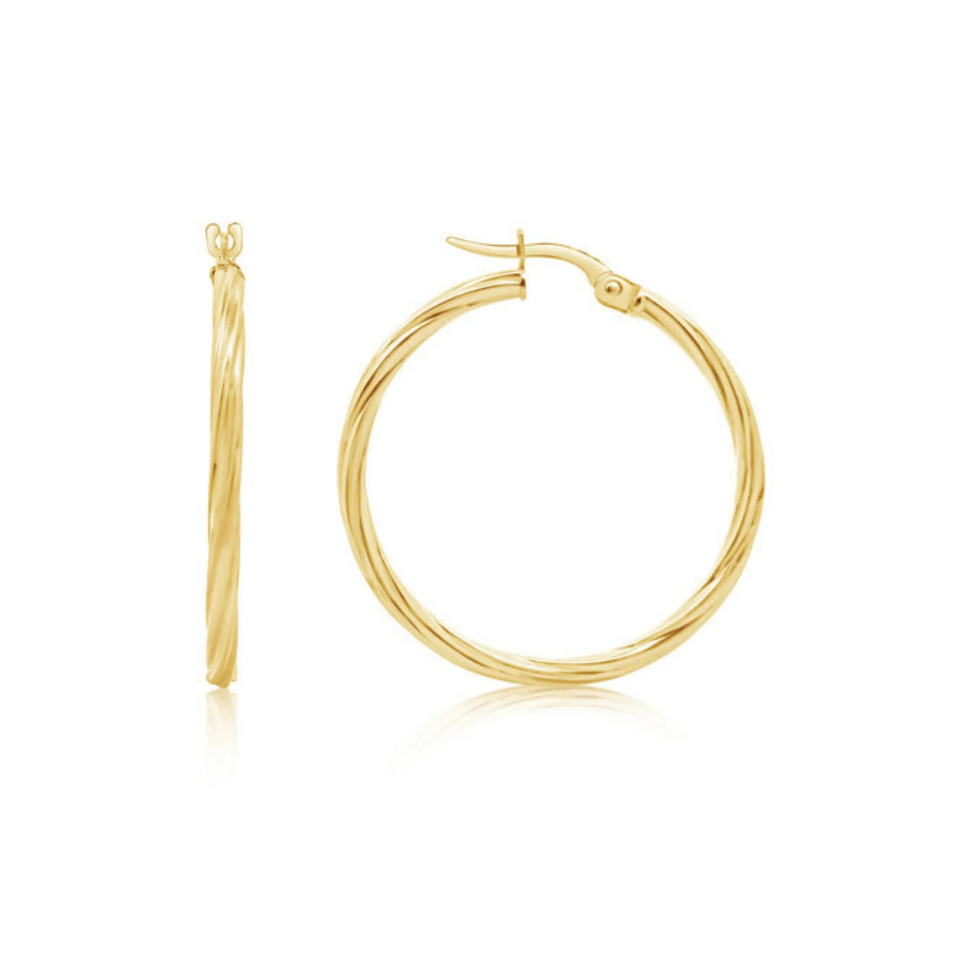 10 Karat Yellow Gold Twist Hoop Earring