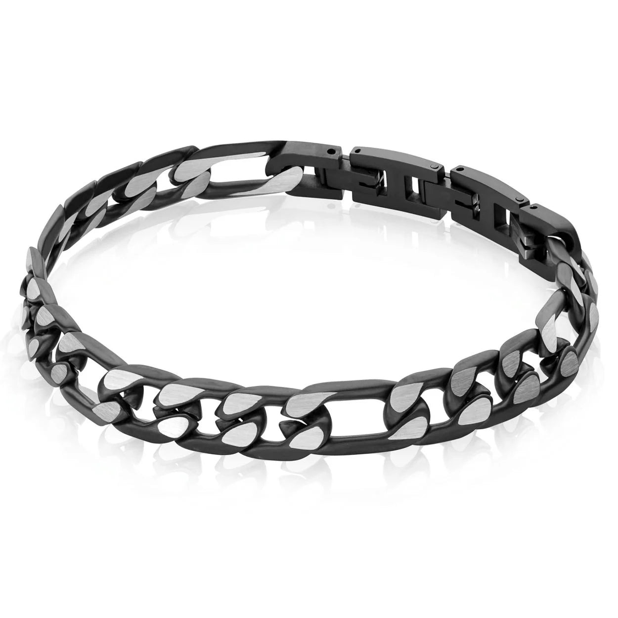 Stainless Steel Matte Figaro Link Bracelet 9.4MM - SMB236