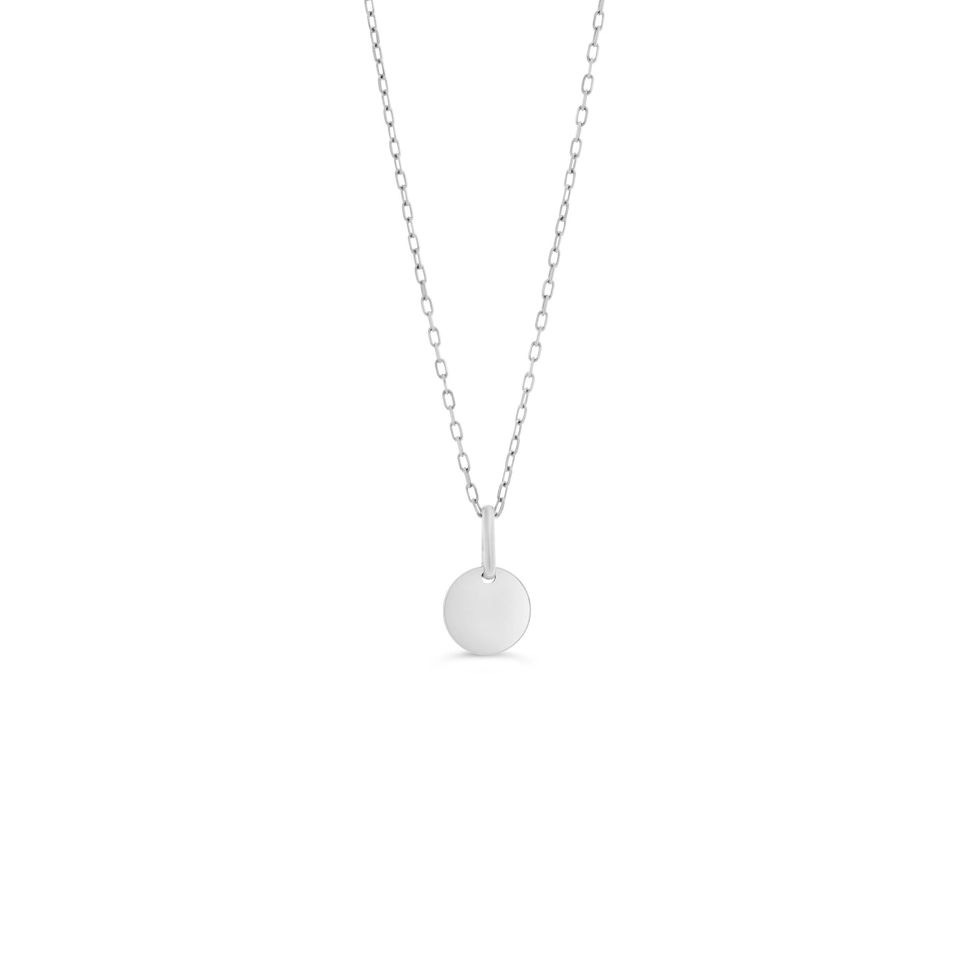 10 Karat Mini White Gold Disc Necklace