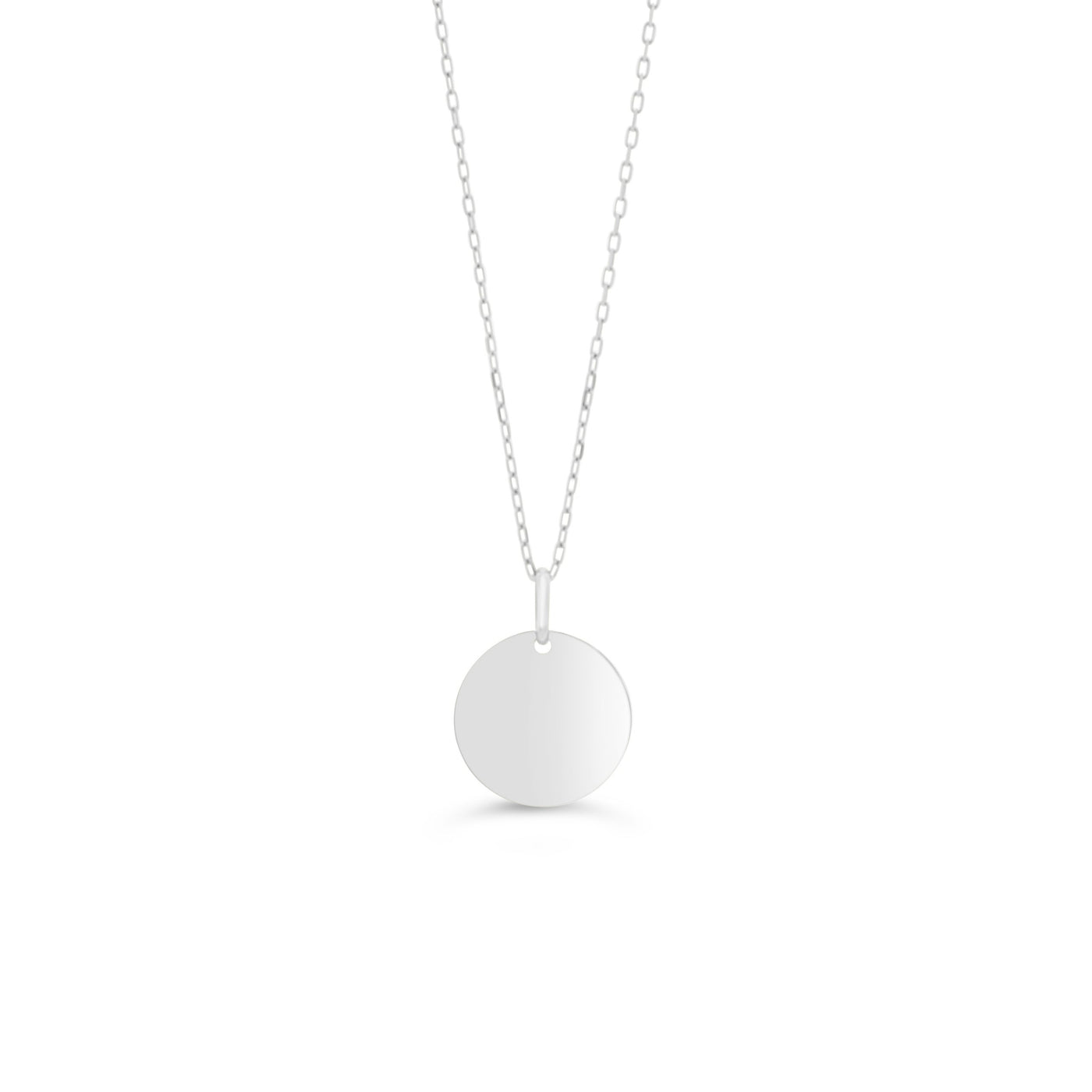 10 Karat Large White Gold Disc Necklace