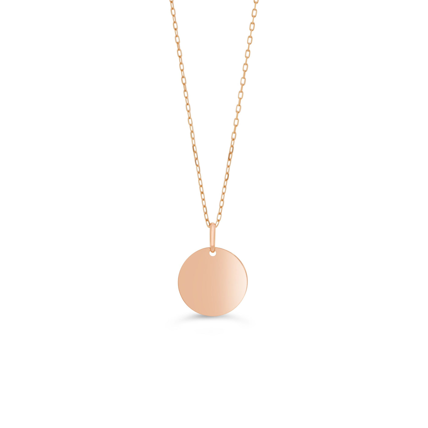 10 Karat Medium Rose Gold Disc Necklace