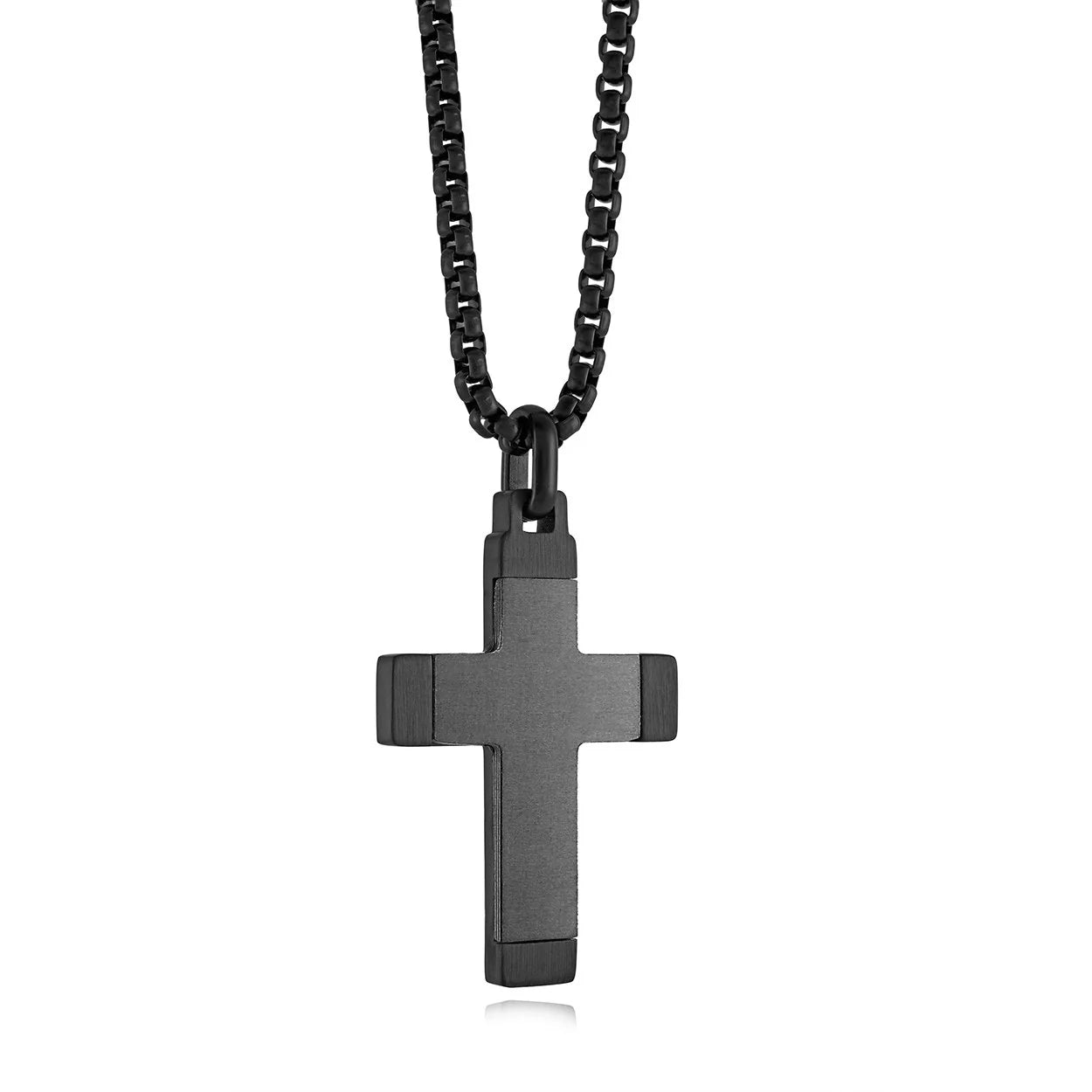 Stainless Steel Carbon Fibre Cross Pendant & Chain - SC223