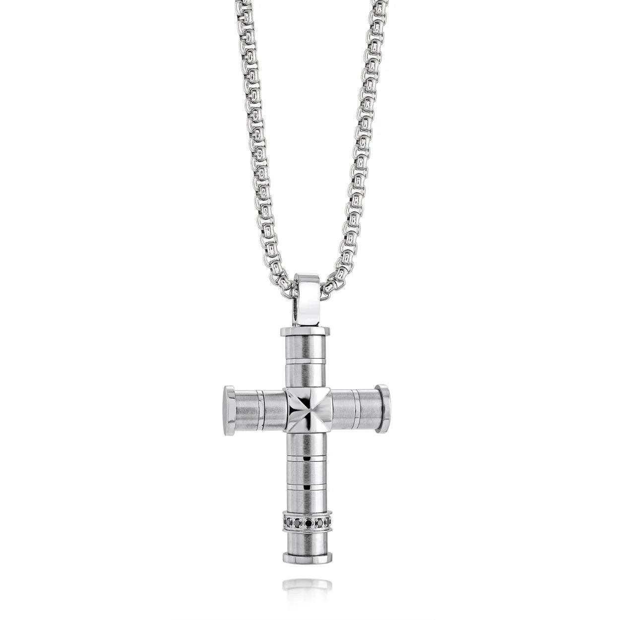 Stainless Steel Brushed Cross Pendant & Chain - SC120