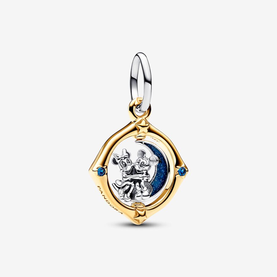 Pandora Disney Mickey Mouse & Minnie Mouse Two-tone Spinning Moon Dangle Charm -  762955C01