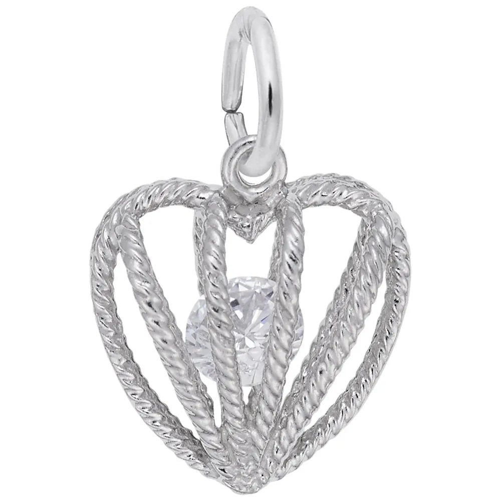 Sterling Silver April Heart Charm