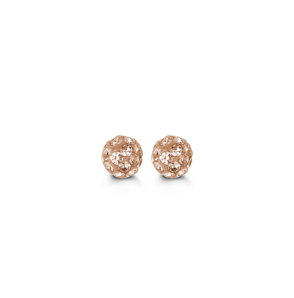 10 Karat Yellow Gold Ball Light Pink Cubic Baby Studs