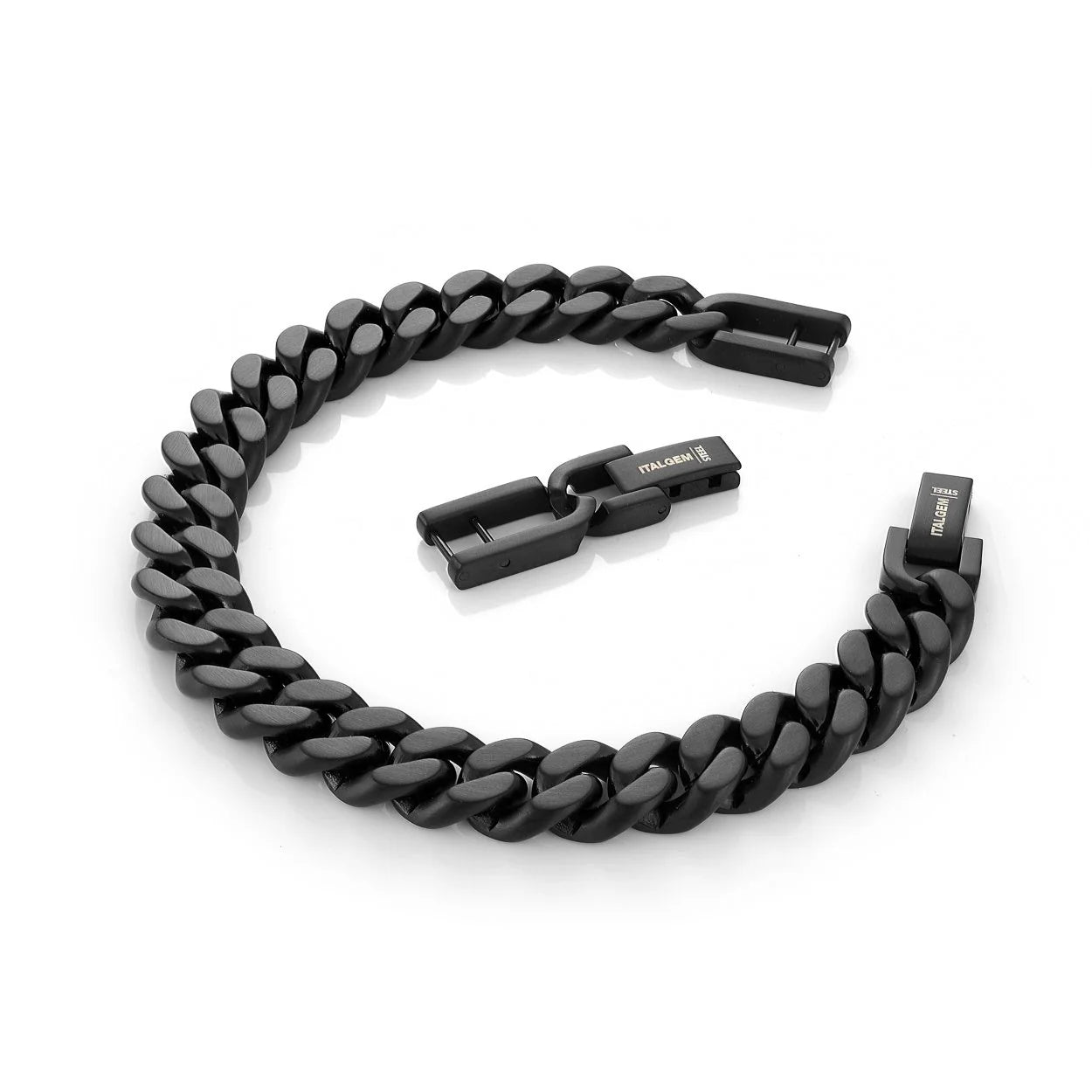 Stainless Steel Curb Matte Black Bracelet 10MM - SMB414