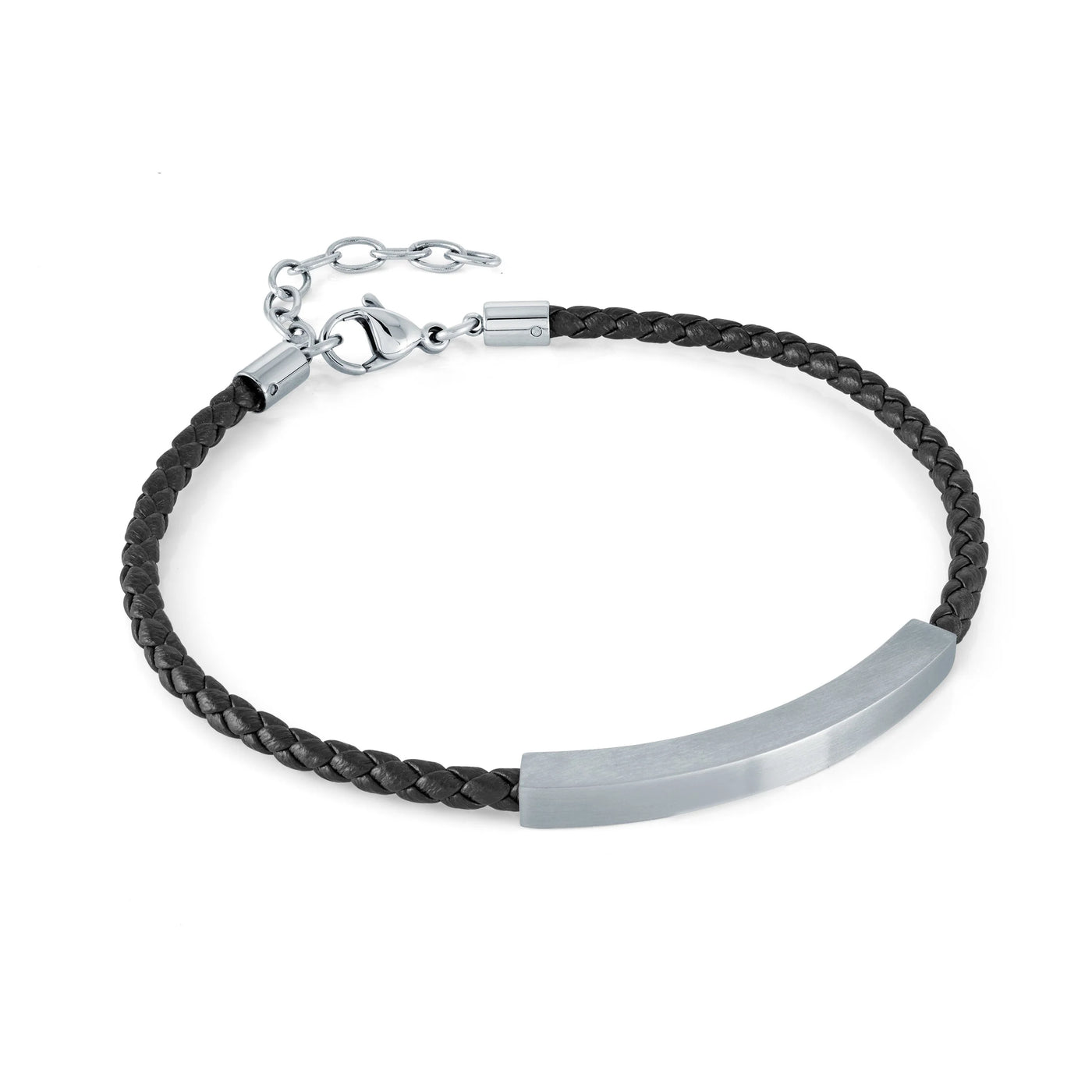 Stainless Steel Leather ID Plate 4MM Bracelet - SLB613-8