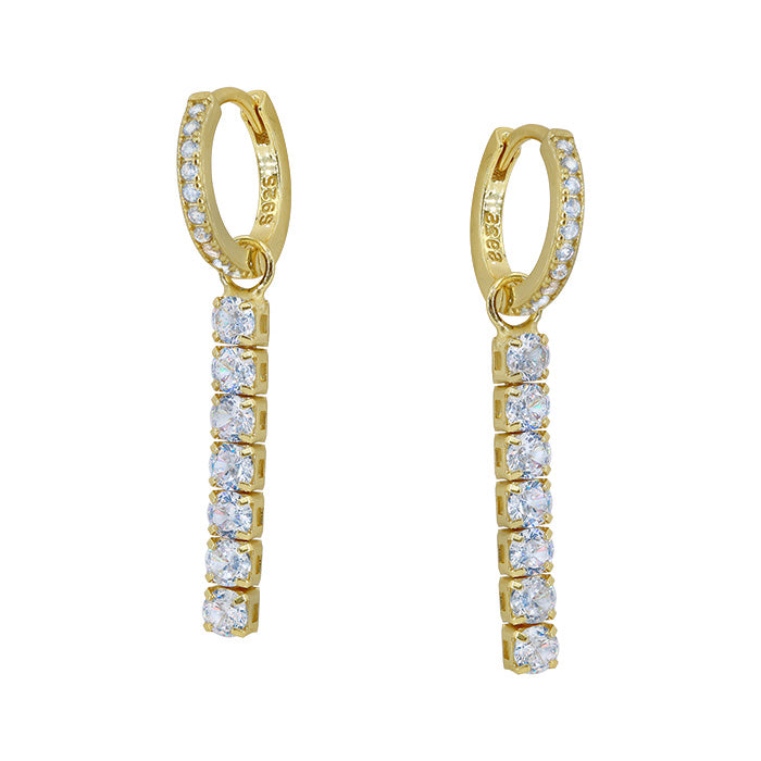 Sterling Silver Gold Plated Cubic Zirconia Dangle Earrings