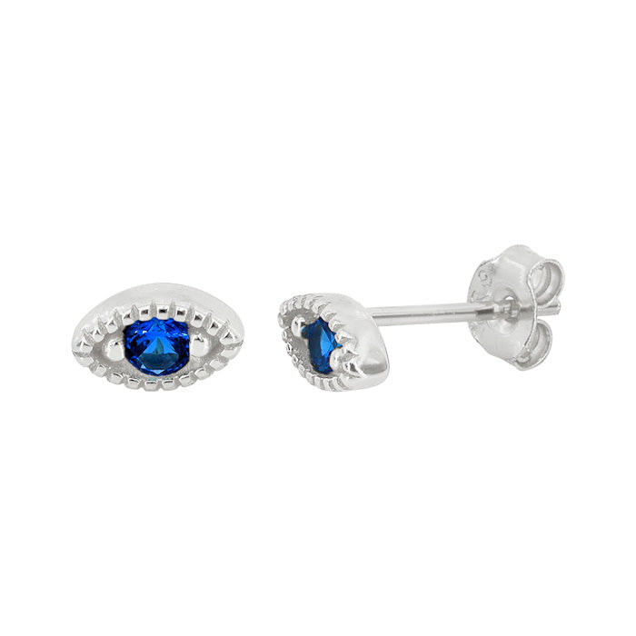 Sterling Silver Evil Eye Stud Earrings