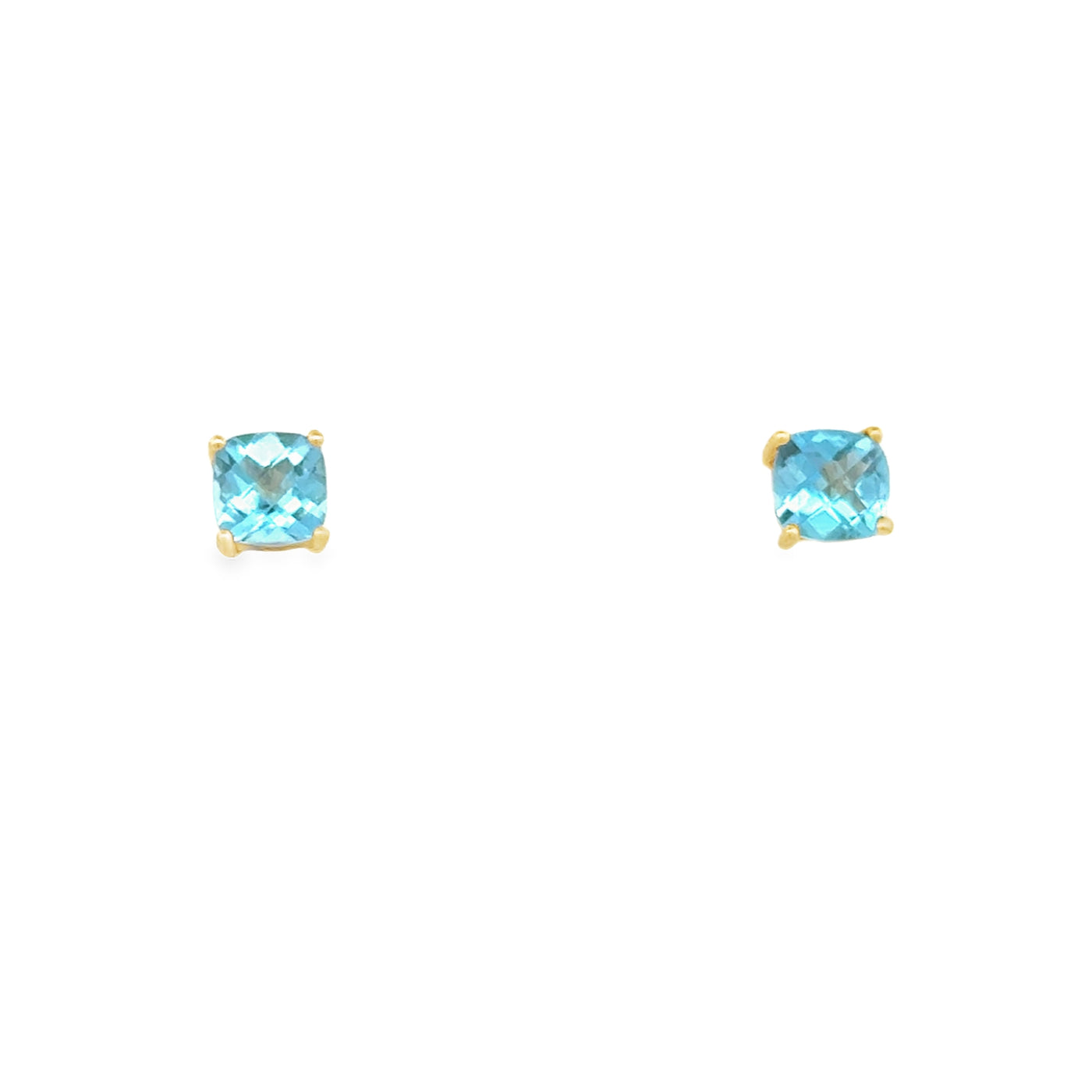 14 Karat Yellow Gold Blue Topaz Stud Earrings