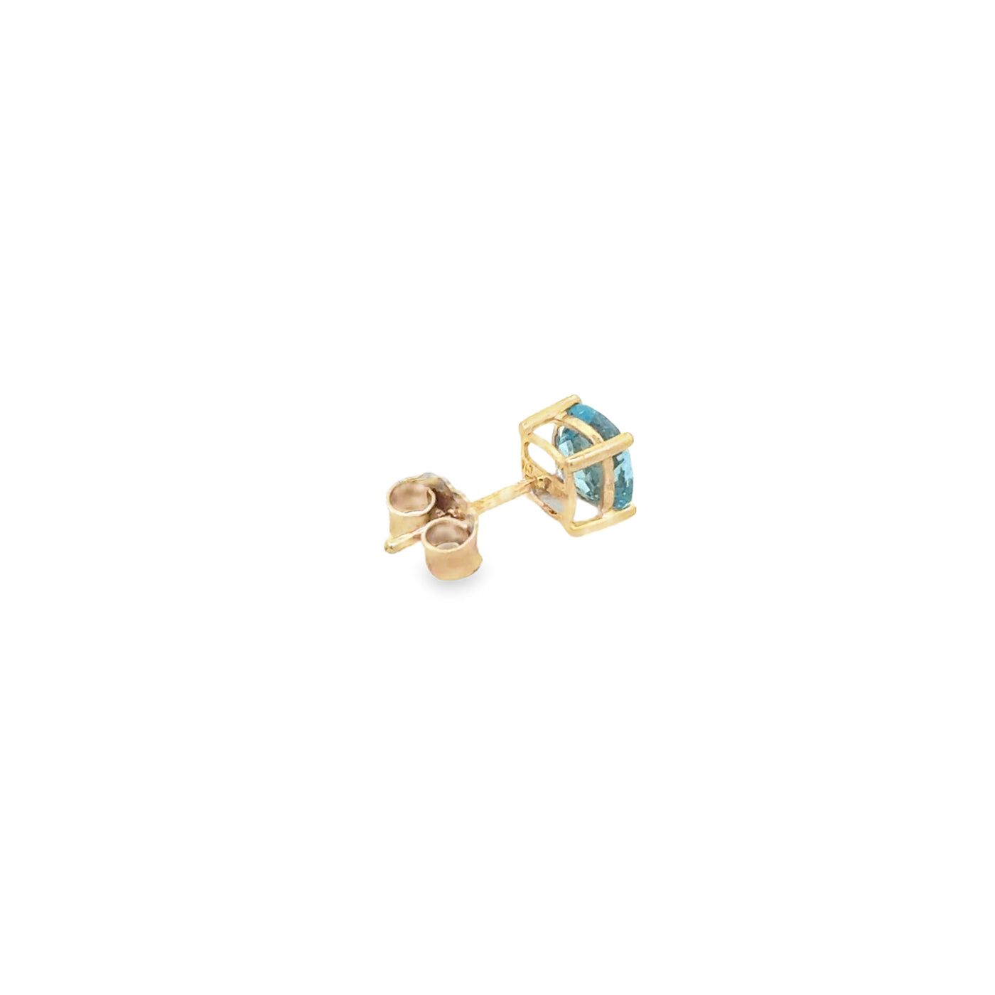 14 Karat Yellow Gold Blue Topaz Stud Earrings