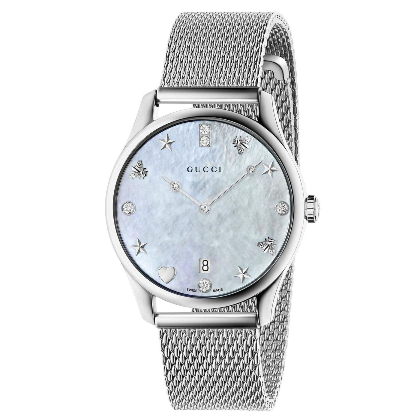 Gucci G-Timeless Diamond White Mother Of Pearl Ladies Watch- YA1264094 - FINAL SALE