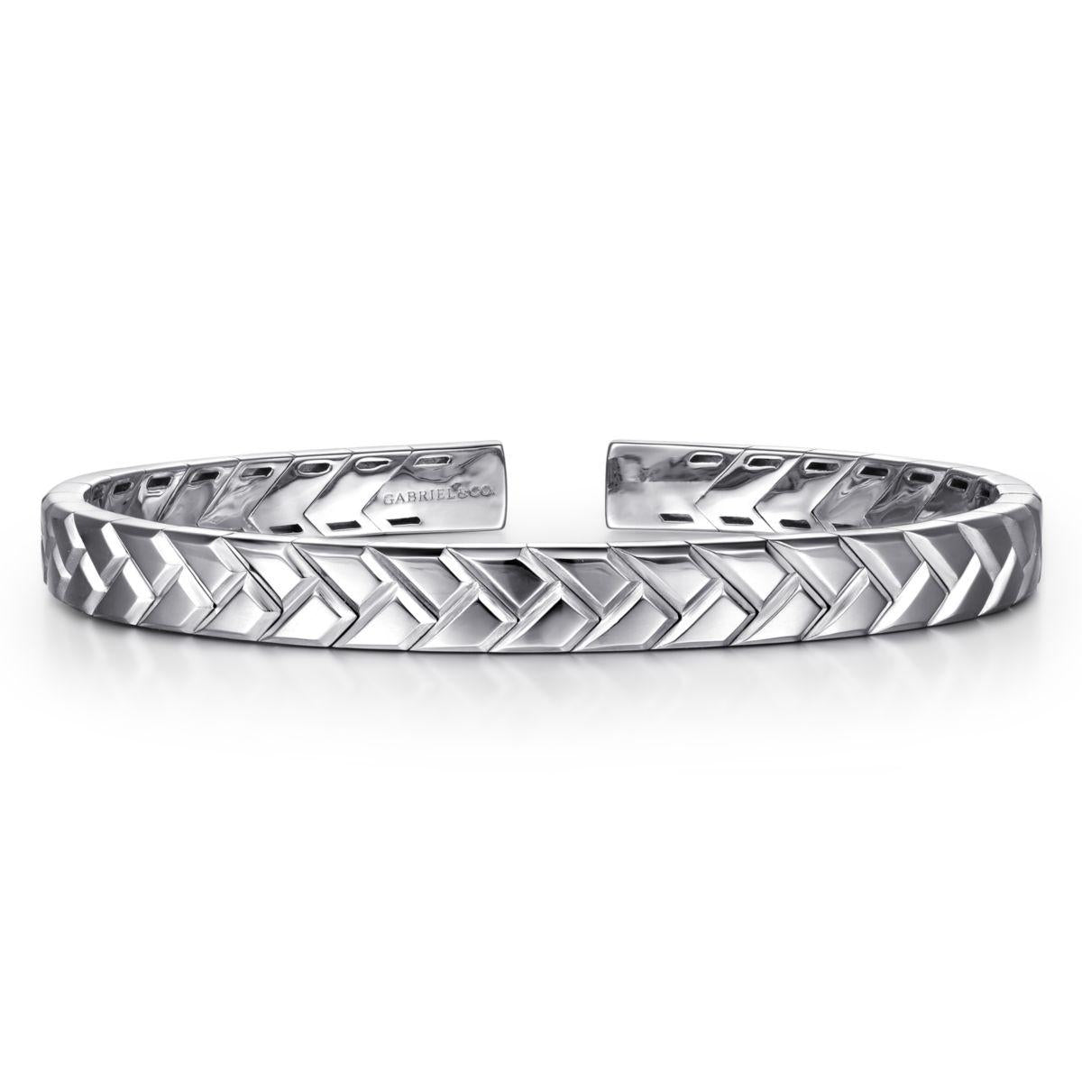 Gabriel & Co. Sterling Silver Herringbone Open Cuff Bracelet