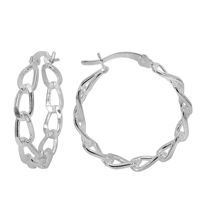 Sterling Silver Curb Link Hoop Earrings