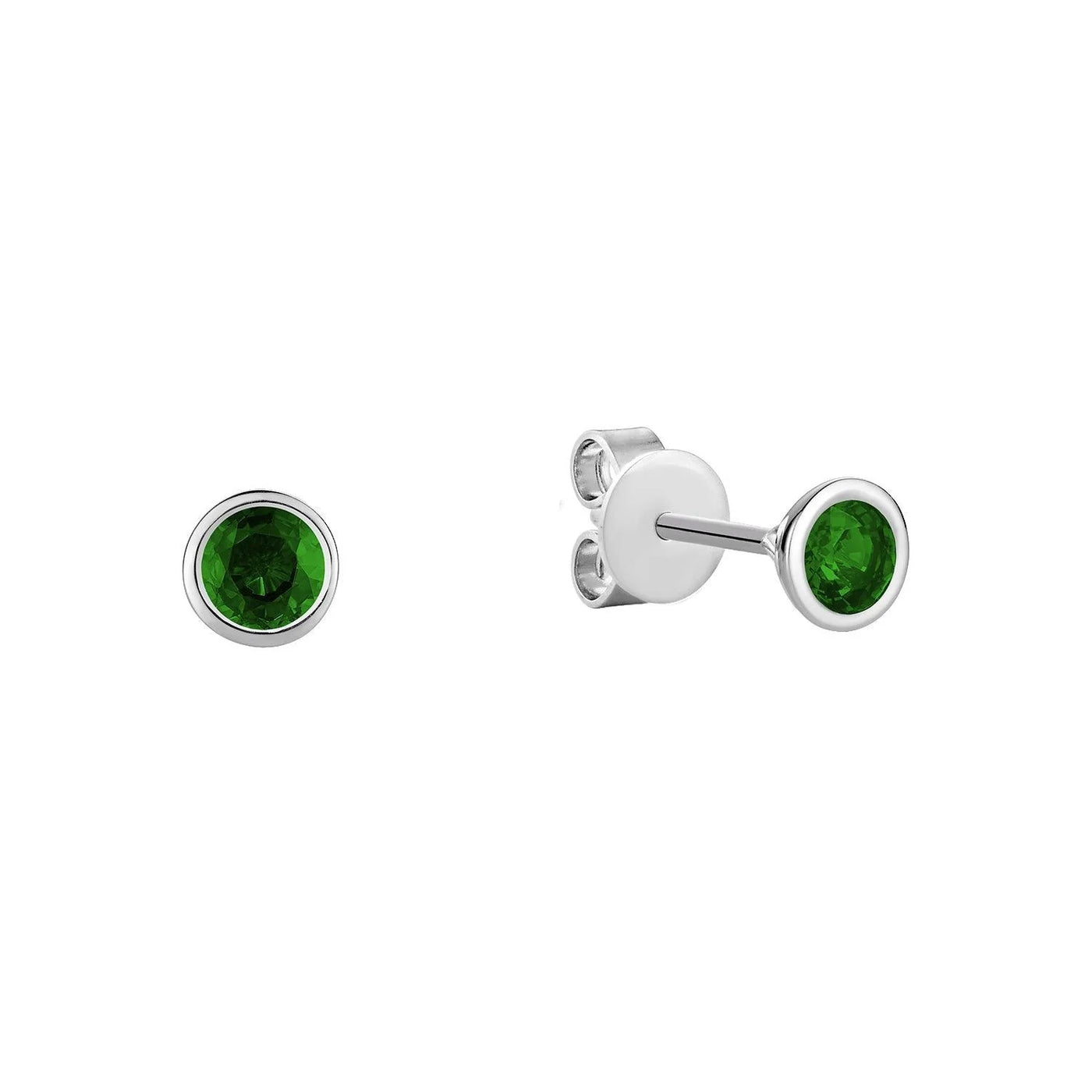 10 Karat White Gold Bezel Set Emerald Stud Earrings