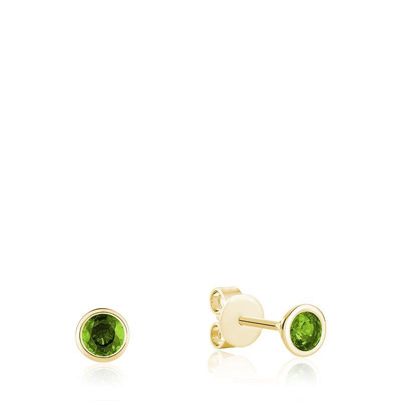 10 Karat Yellow Gold Peridot Bezel Set Earrings