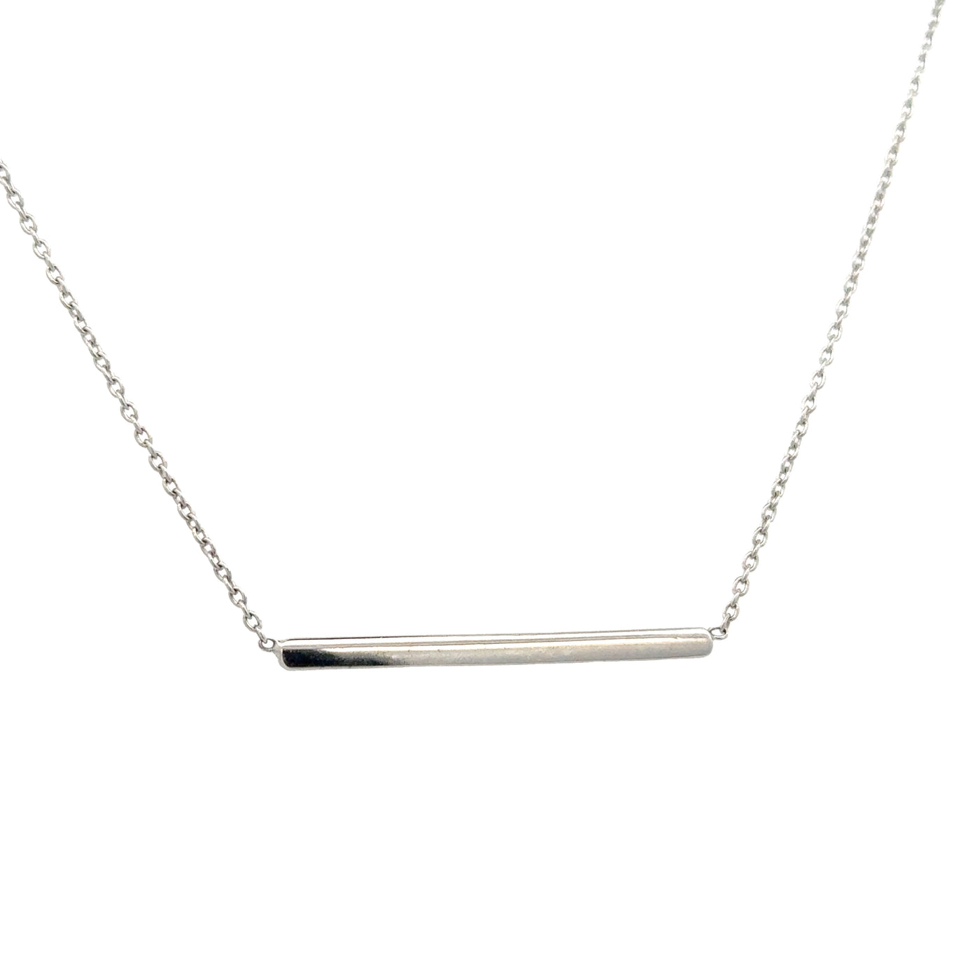 10 Karat White Gold Thin Bar Necklace