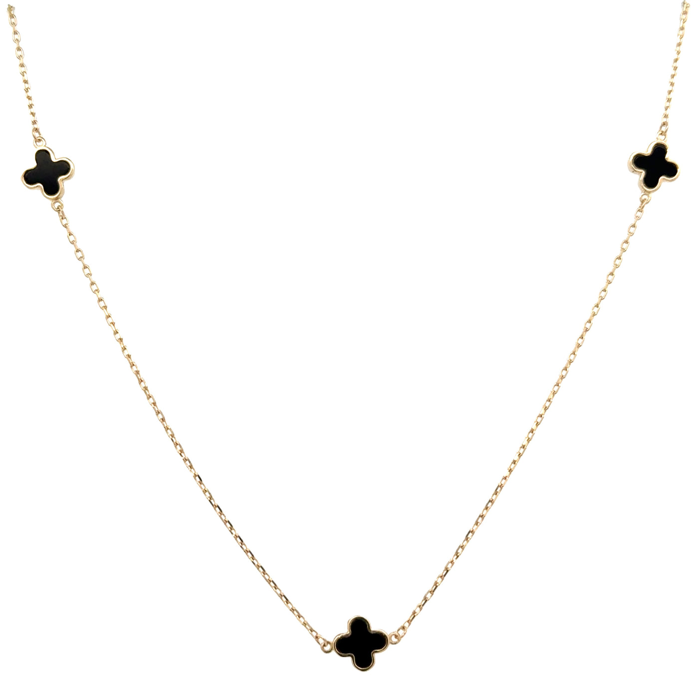 10 Karat Yellow Gold Black Clover Necklace