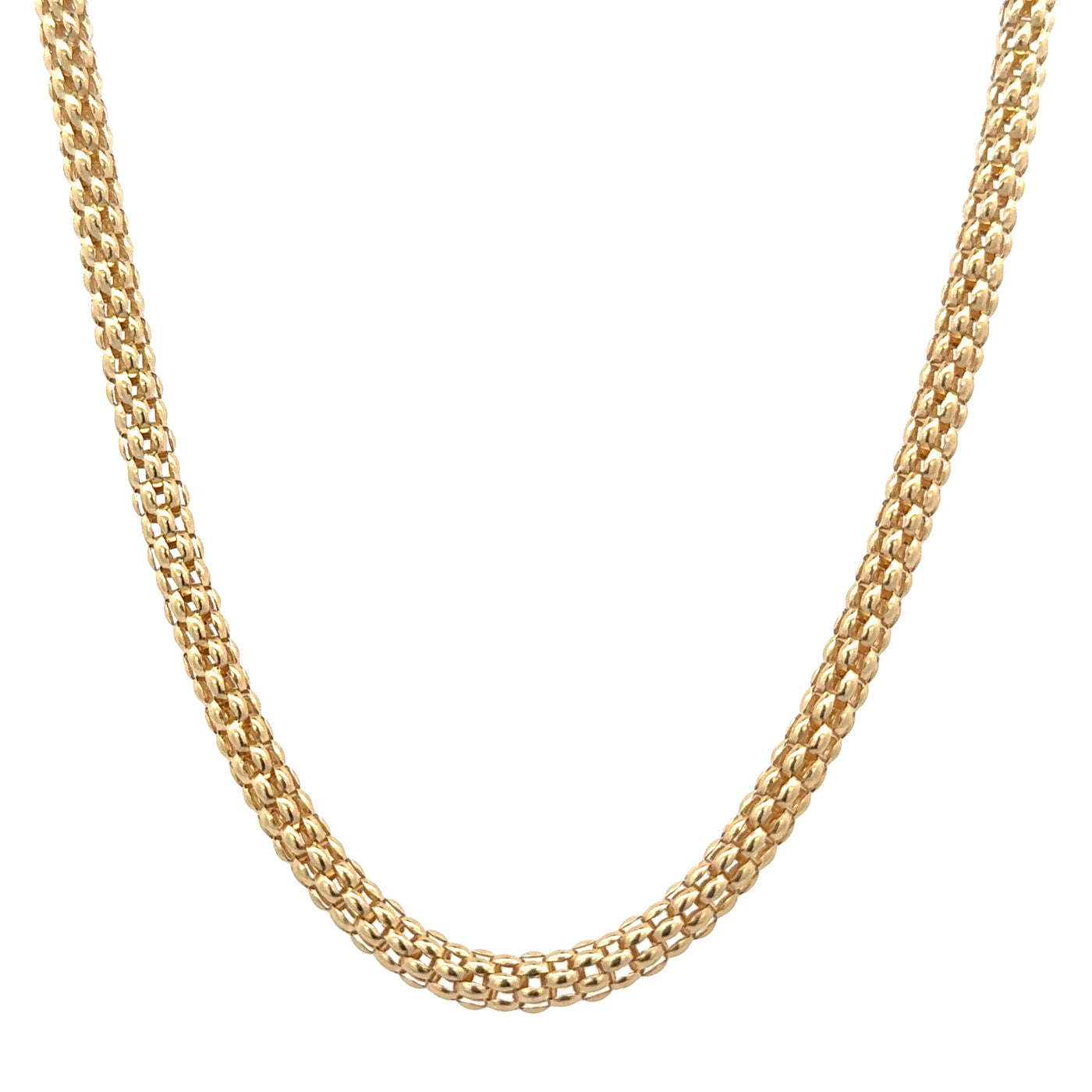 18 Karat Yellow Gold Open Mesh Necklace