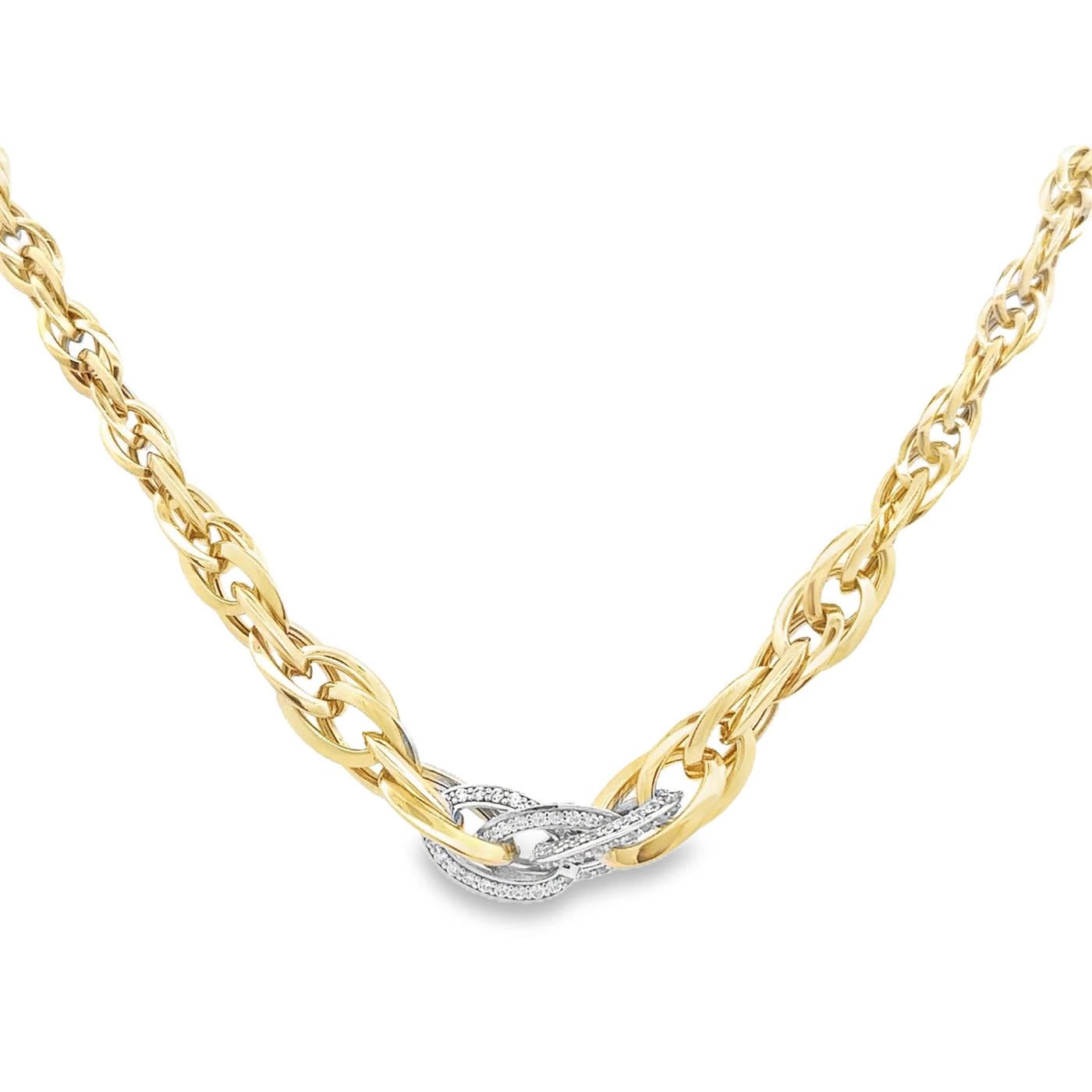 14 Karat Yellow Gold Cubic Zirconia Link Necklace