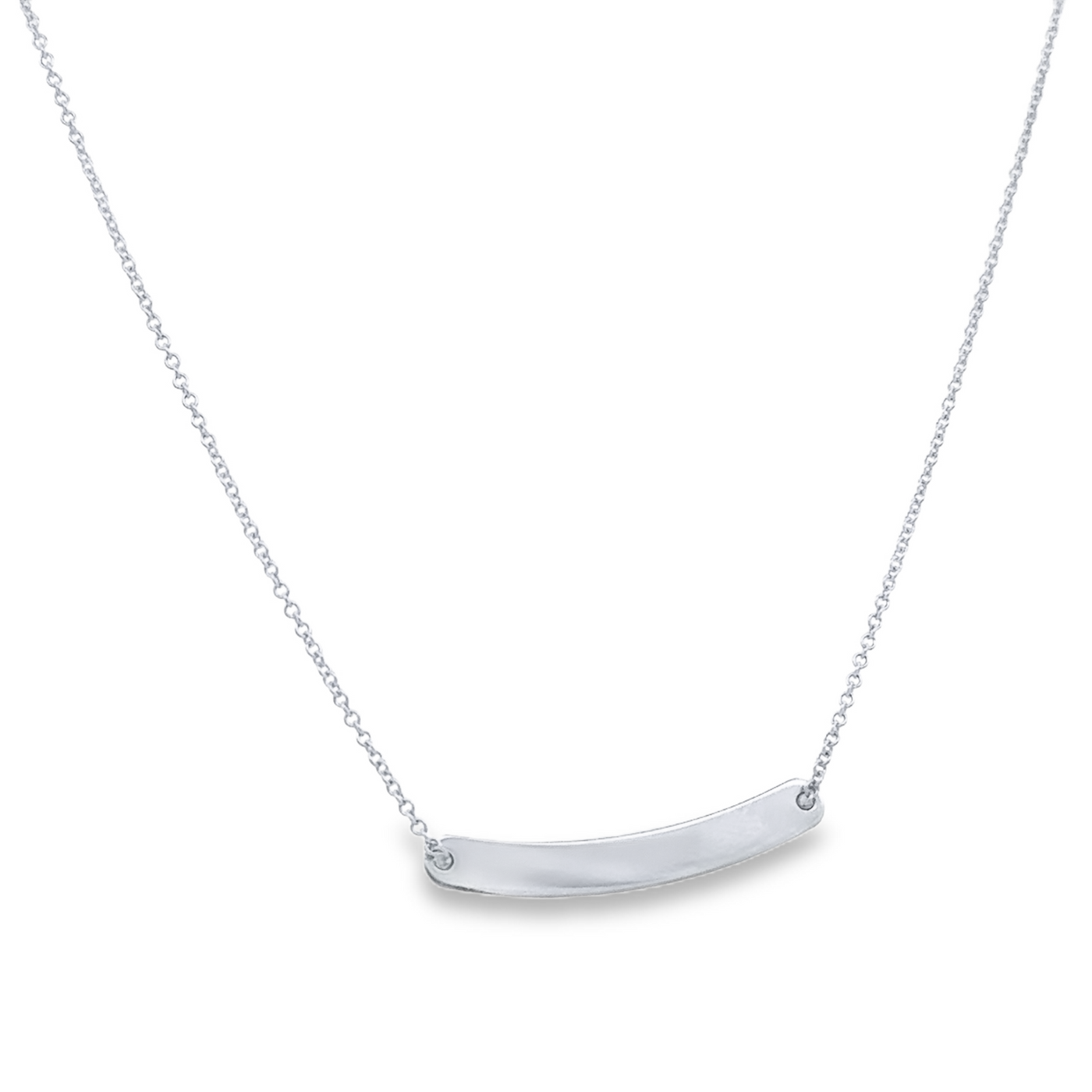 18 Karat White Gold Curved Bar Necklace