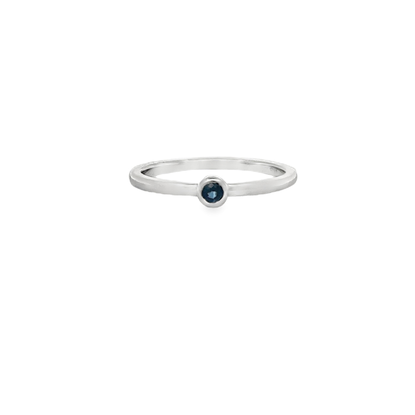 10 Karat White Gold Mini Sapphire Bezel Ring