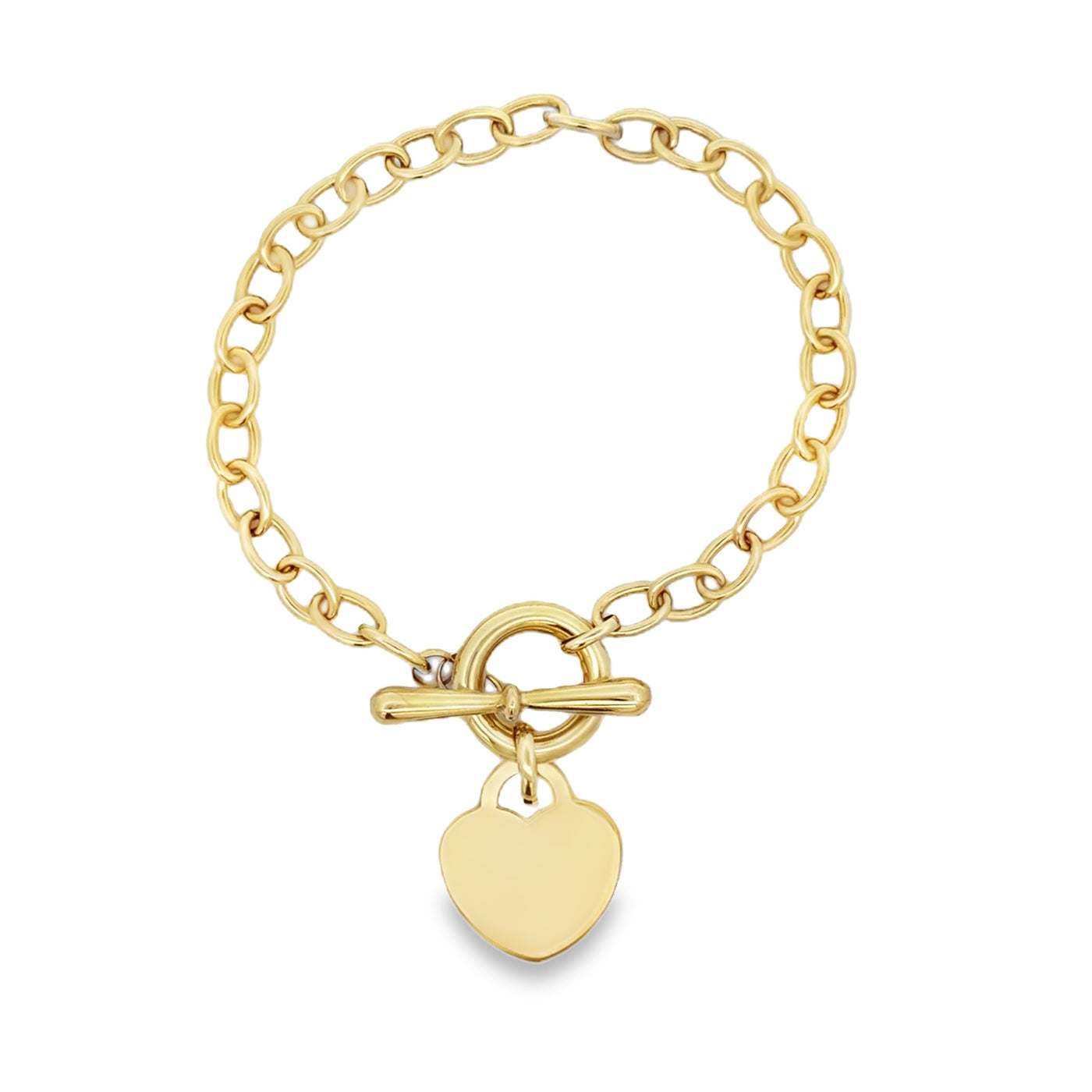 10 Karat Gold Heart Toggle Bracelet