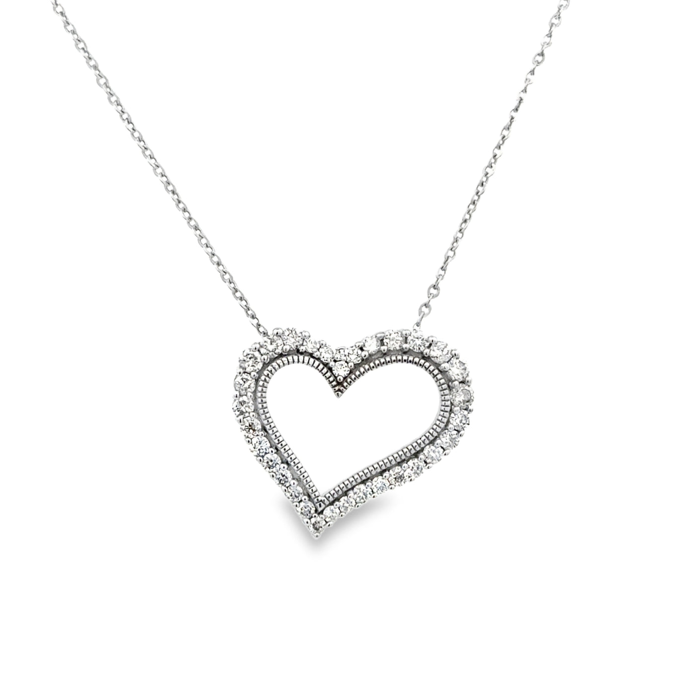 10 Karat White Gold Diamond Heart Necklace 0.50ct