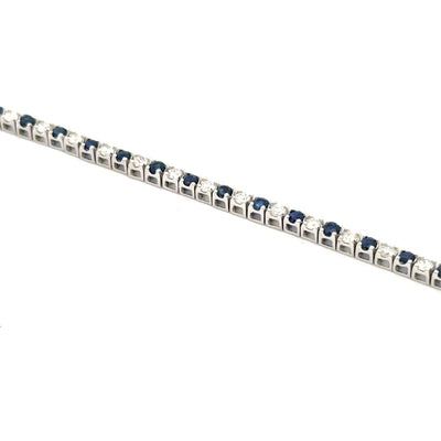 10 Karat White Gold Sapphire and Diamond Bracelet