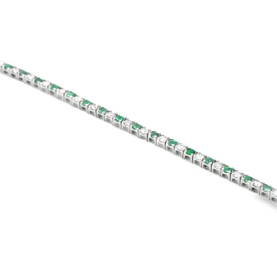 10 Karat White Gold Emerald and Diamond Bracelet