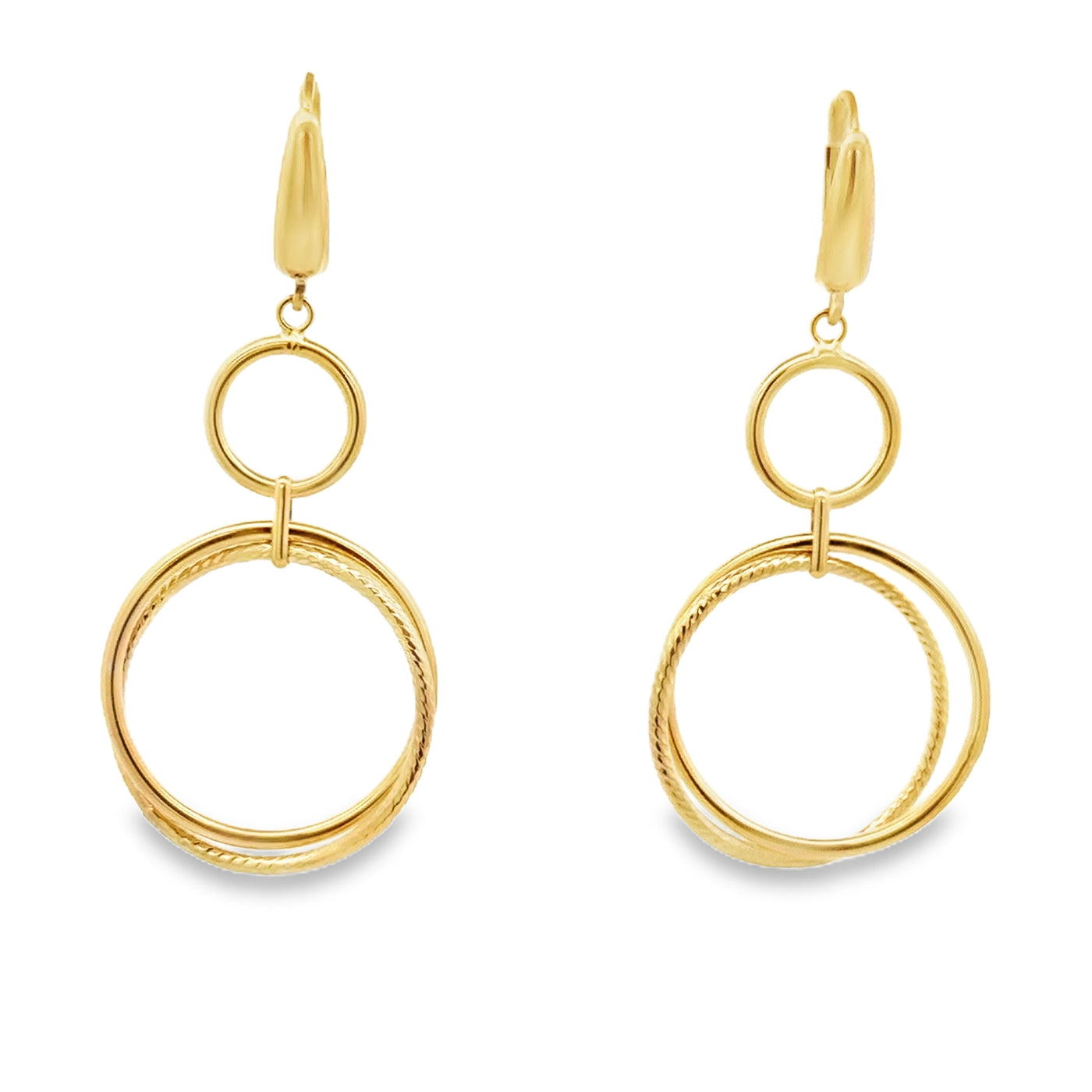 10 Karat Yellow Gold Round Dangle Earrings