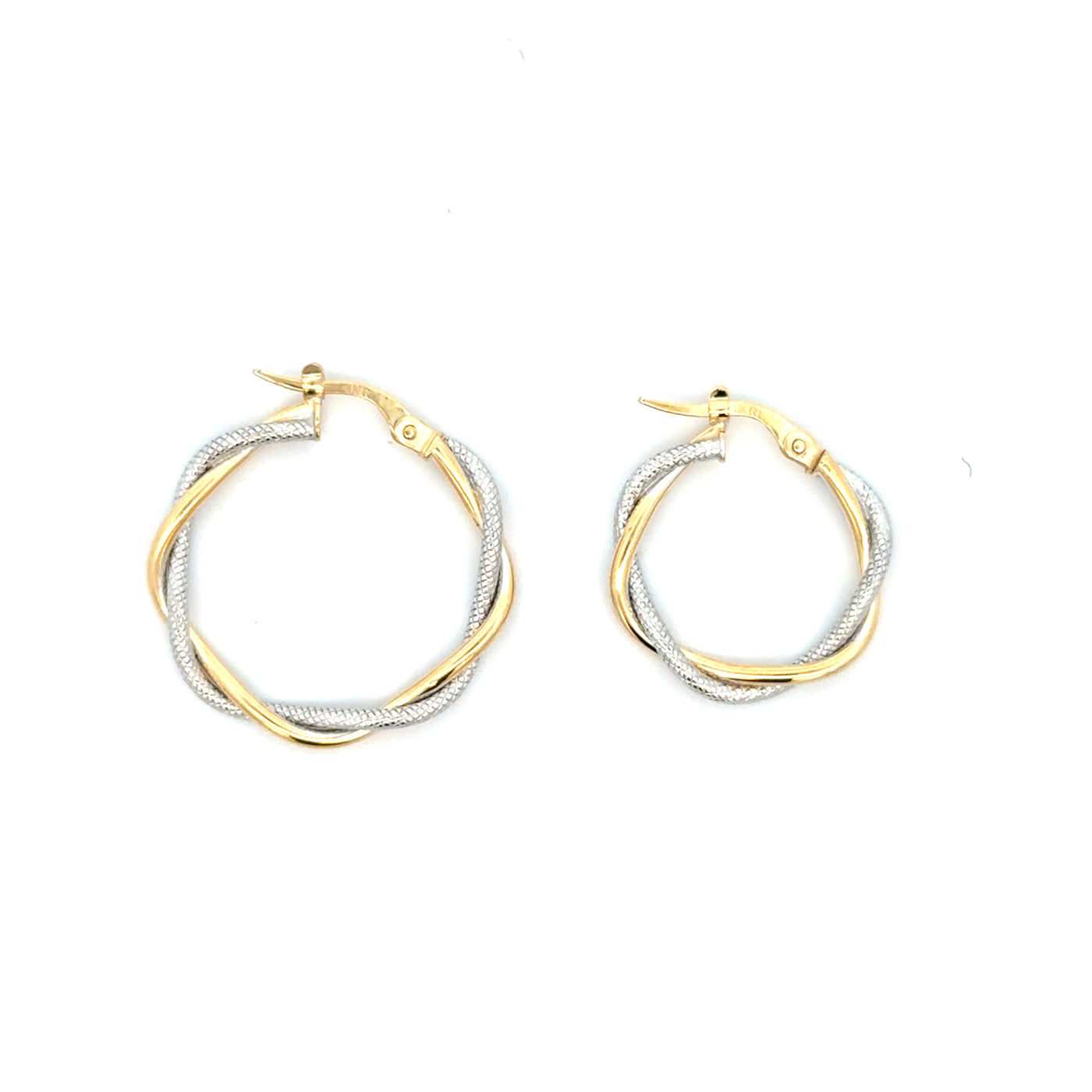 10 Karat Gold Two-Tone Twist Hoop Earrings