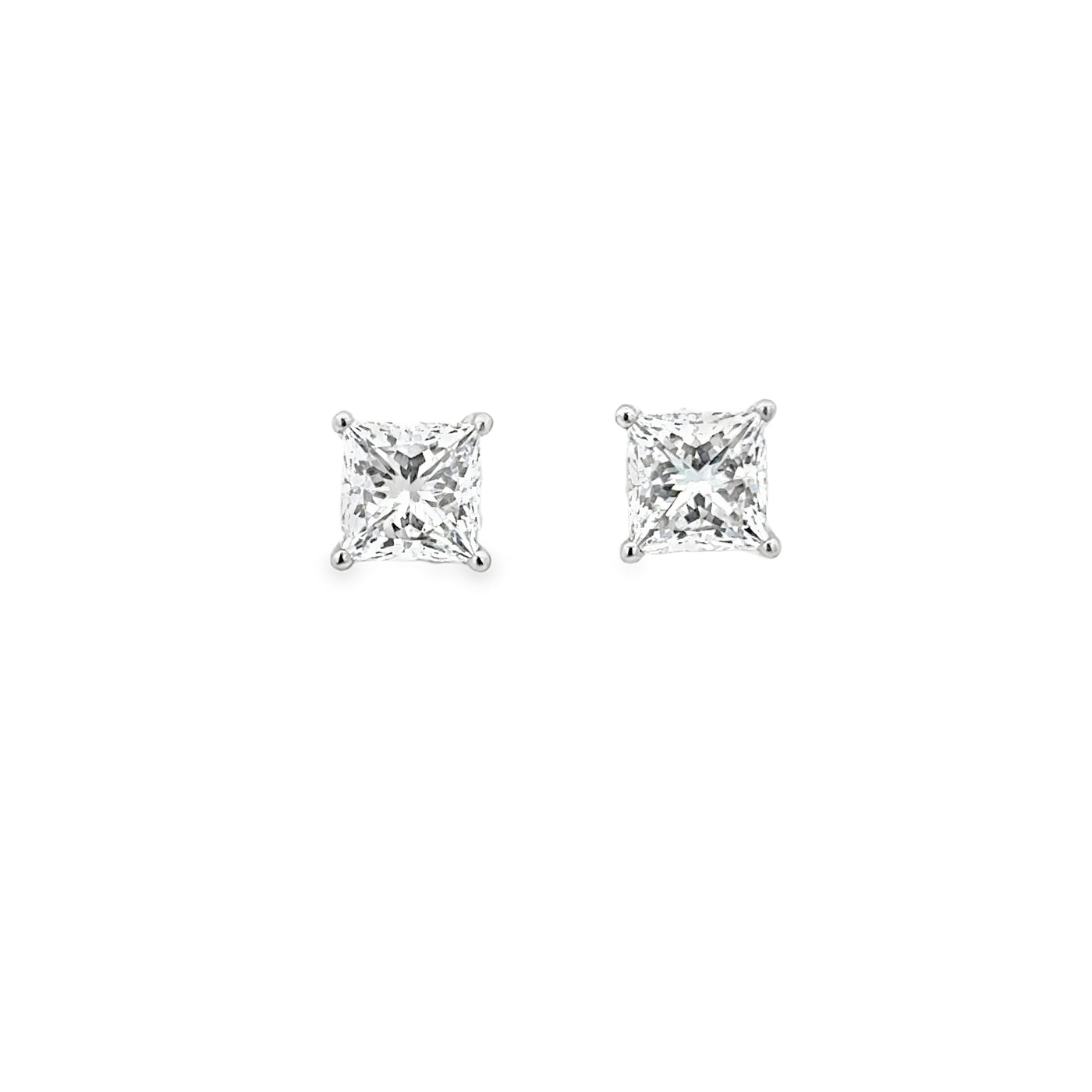 14 Karat Yellow Gold Laboratory Diamond 2.02ctw Princess Cut Earrings