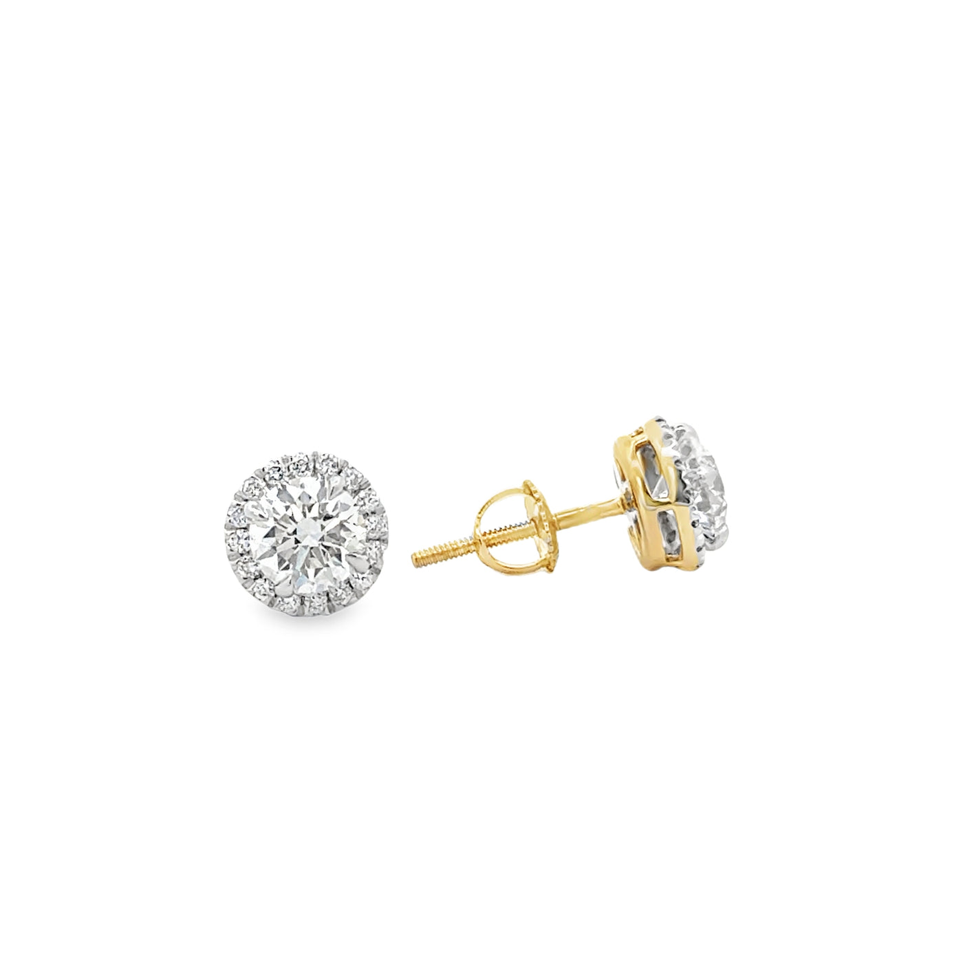 14 Karat Yellow Gold Laboratory Diamond 1.15ctw Round Earrings