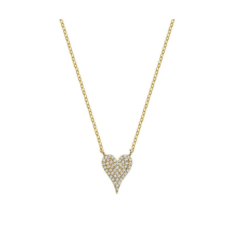 10 Karat Gold Pave Diamond Heart Necklace