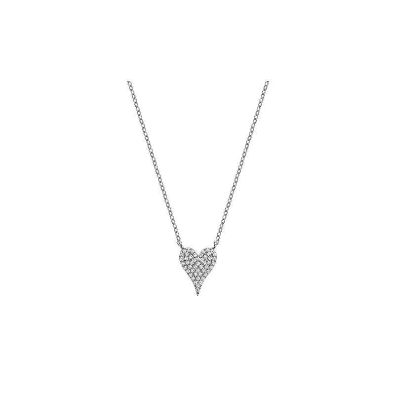 10 Karat Gold Pave Diamond Heart Necklace