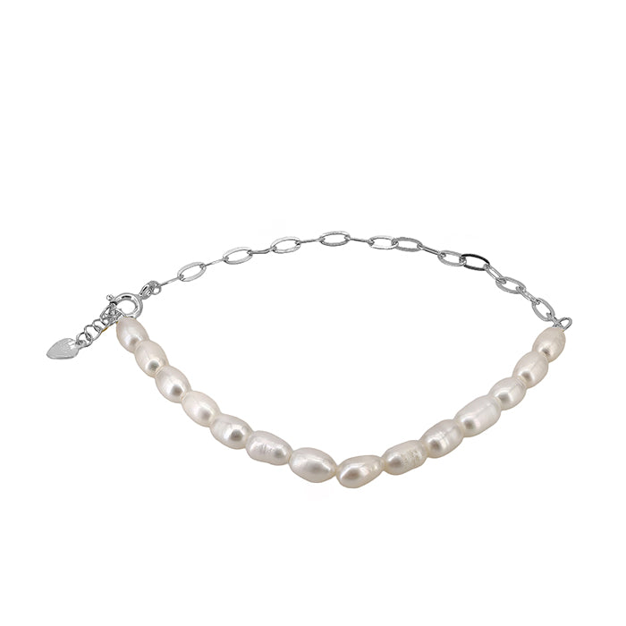 Sterling Silver Freshwater Pearl Link Bracelet