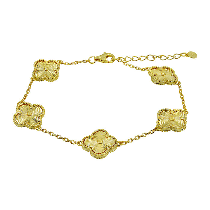 Sterling Silver Gold Plated Clover Bracelet