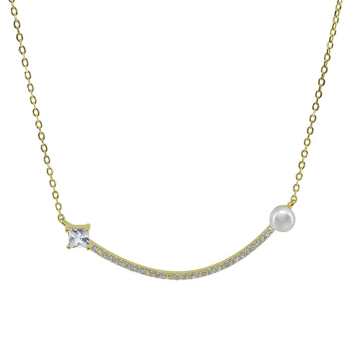 Sterling Silver Gold Plated Pearl Necklace