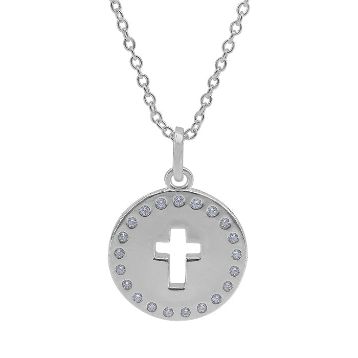 Sterling Silver Cubic Zirconia Cross Necklace