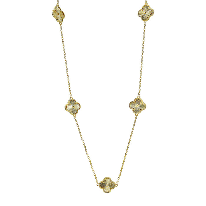 Sterling Silver Gold Plated Multi Clover Necklace