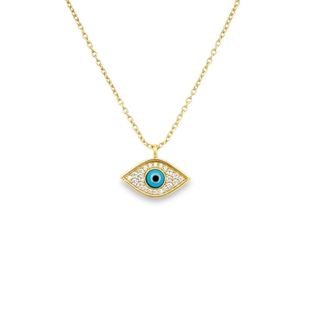 Sterling Silver Gold Plated Evil Eye Necklace