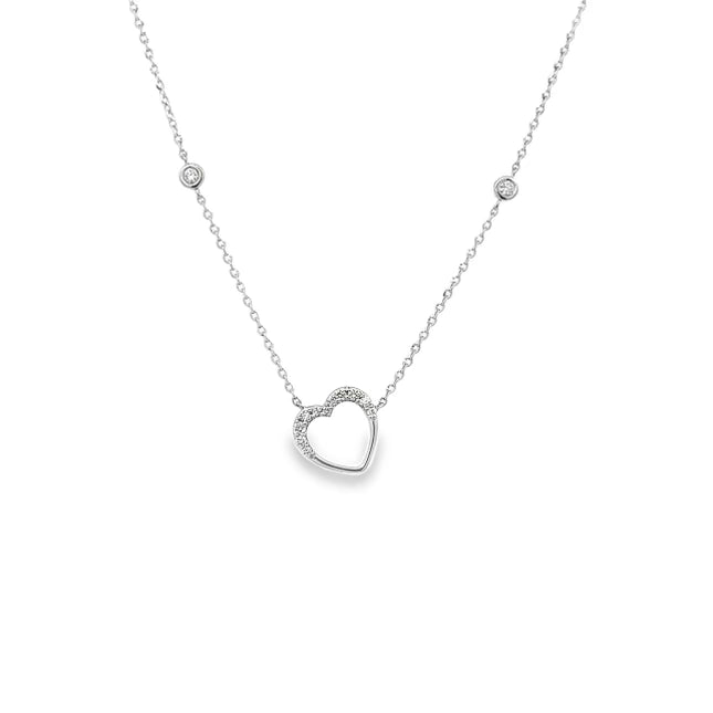 14 Karat White Gold Heart Diamond Necklace
