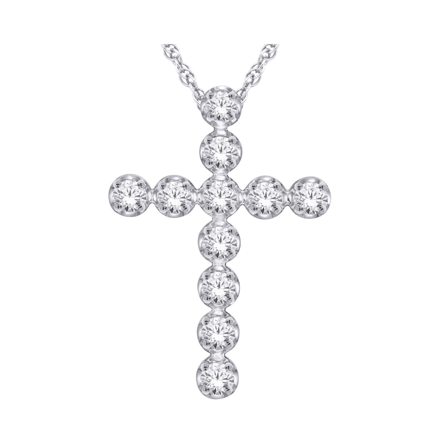 10 Karat White Gold Laboratory Grown 1.00 CTW Diamond Cross Necklace