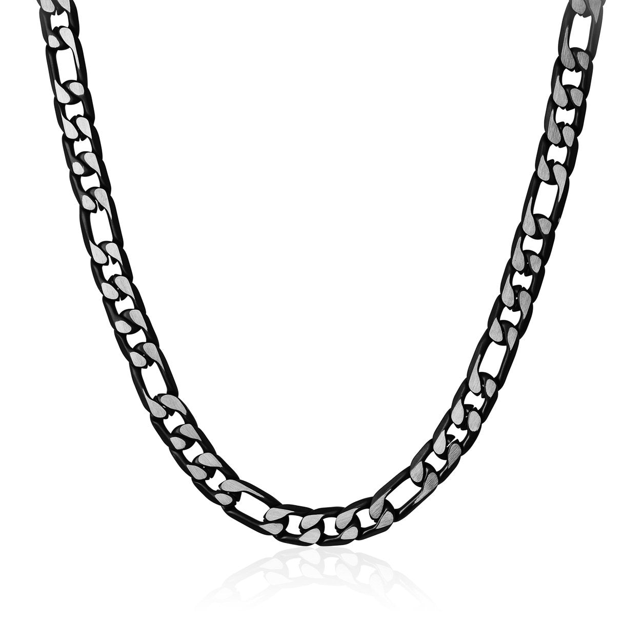 Stainless Steel Black Matte Figaro Link 9.4mm Chain - SBWN13